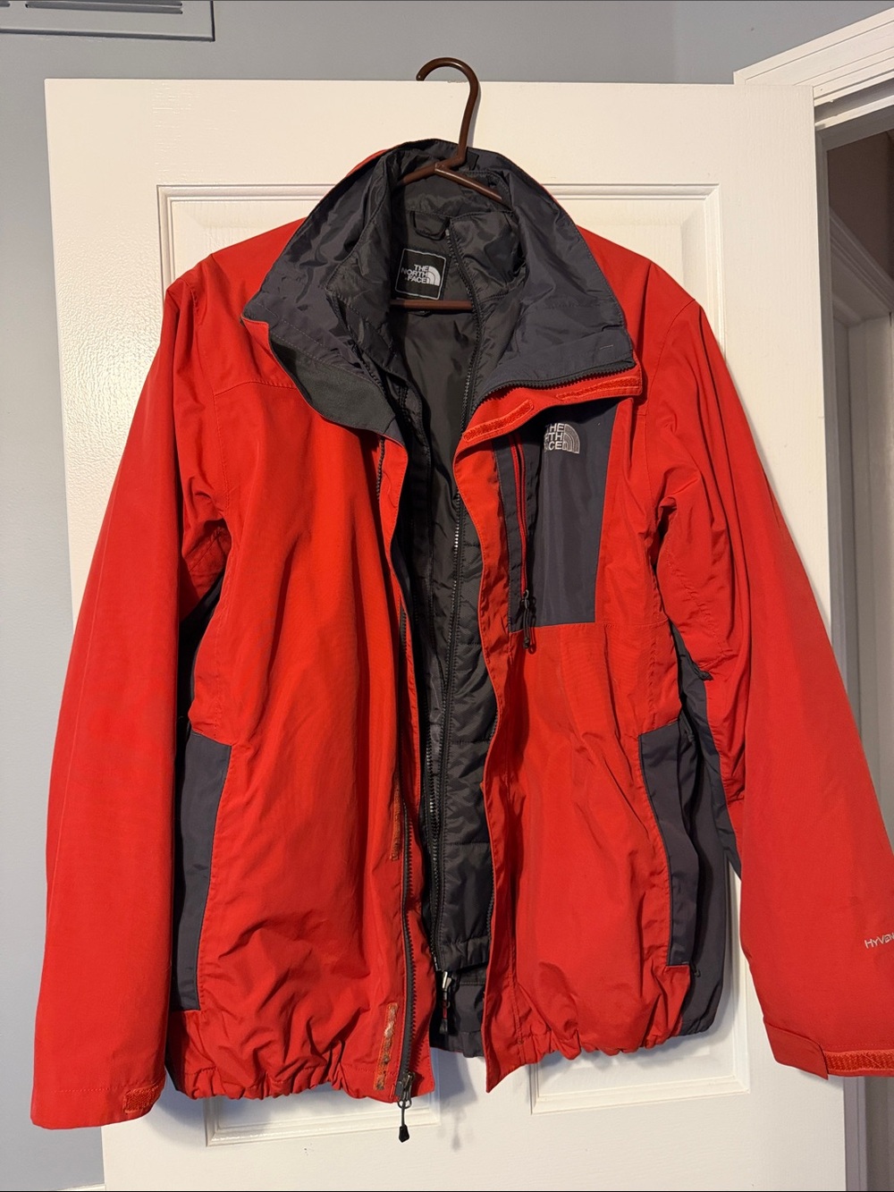 The North Face Red and Gray Men's 2 in 1 jacket